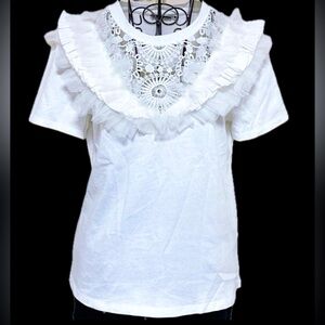 Zara Laced Ruffled T Shirt
